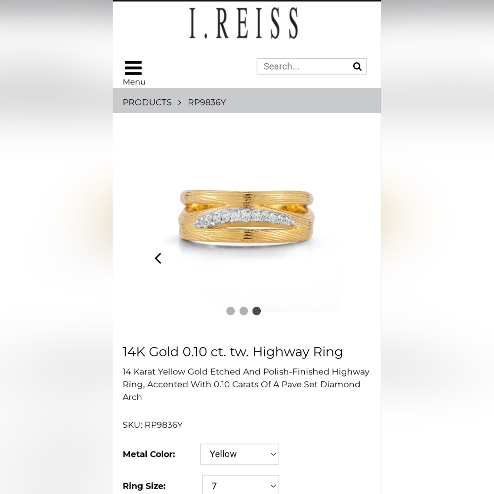 I.Reiss 14K Gold 0.10 ct. tw. Highway Ring, size 7